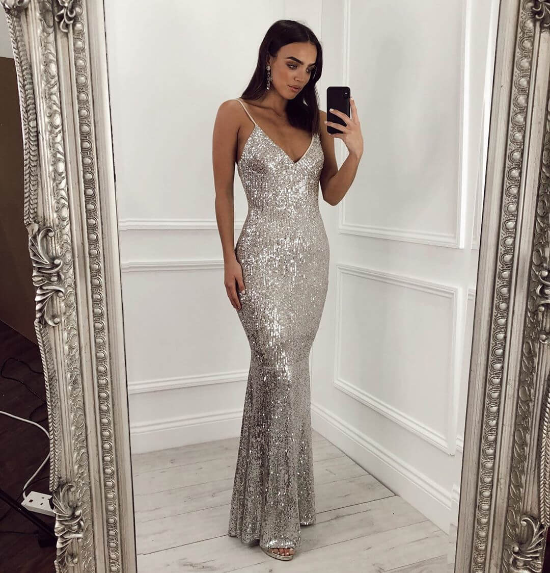 silver new years dress